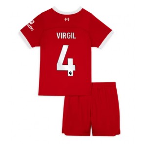 Liverpool Virgil van Dijk #4 kläder Barn 2023-24 Hemmatröja Kortärmad (+ korta byxor)